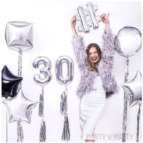 balon foliowy znak hash 14 partydeco srebrny