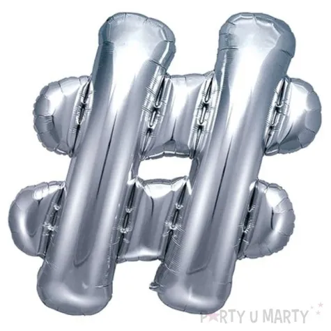 balon foliowy znak hash 14 partydeco srebrny