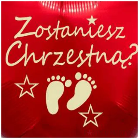balon foliowy zostaniesz chrzestna czerwony 18 hrt