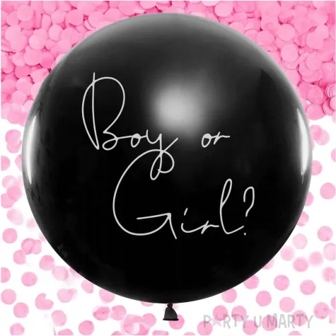 balon gender reveal boy or girl dziewczynka czarny partydeco 100 cm