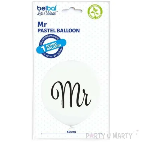 balon gigant z napisem mr bialy belbal 24