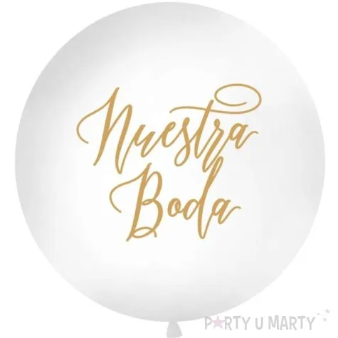 balon olbrzym nuestra boda bialy partydeco 100 cm