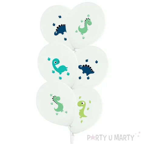 balon wesole dinozaury bialy congee 15 6 szt