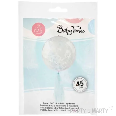 balon z konfetti fredzle niebieski transparentny arpex 18 orb