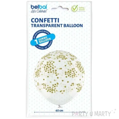 balon z konfetti gigant zlote belbal 24
