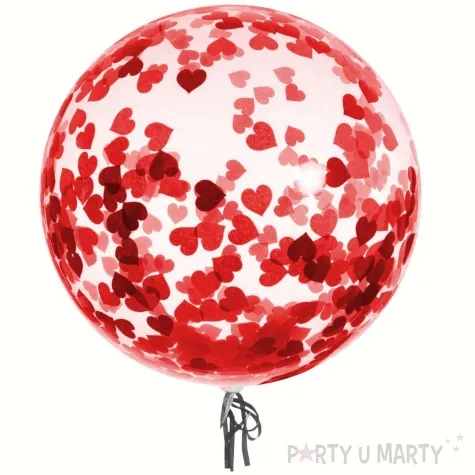 balon z konfetti serca czerwone transparentny funnyfashion 18 orb