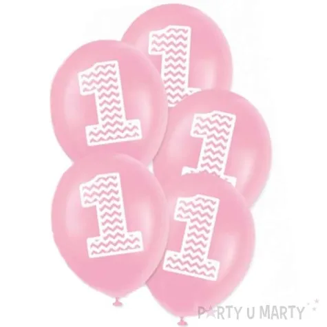 balony 1 urodziny 12 rozowe 5 szt