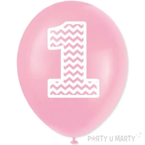 balony 1 urodziny 12 rozowe 5 szt