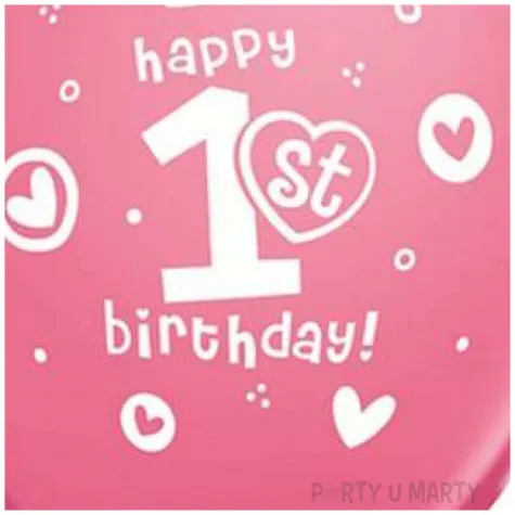 balony 1 urodziny rozowy pastel qualatex 11 25 szt