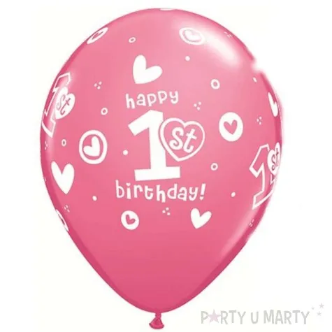 balony 1 urodziny rozowy pastel qualatex 11 25 szt