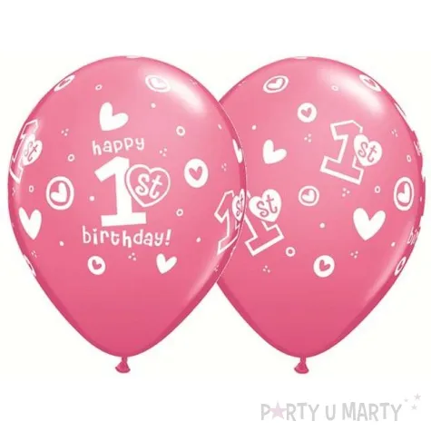balony 1 urodziny rozowy pastel qualatex 11 25 szt