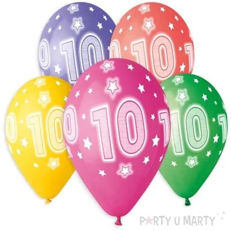 balony 10 urodziny 13 gemar 5 szt