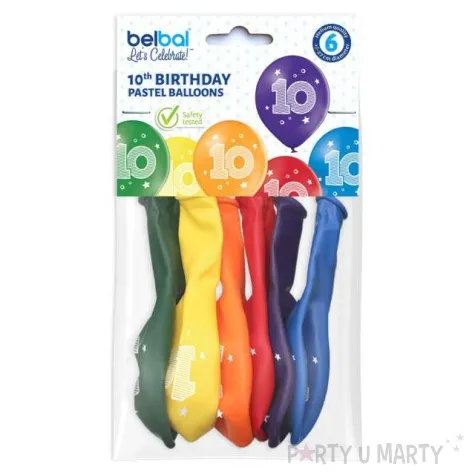 balony 10 urodziny pastel mix belbal 10 6 szt