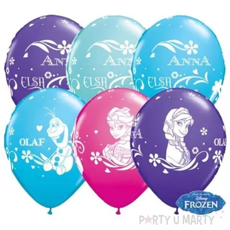 balony 11 anna elsa olaf qualatex fioletowy zurawinowy i turkusowy 25 szt