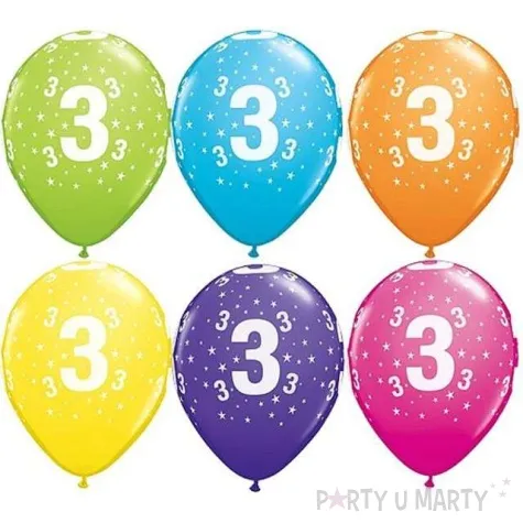 balony 11 liczba 3 qualatex pastel mix tropik 25 szt