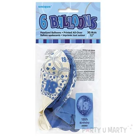 balony 12 18 blue unique pastel mix 6 szt