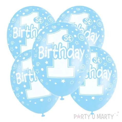 balony 12 1st birthday blekitne 5 szt
