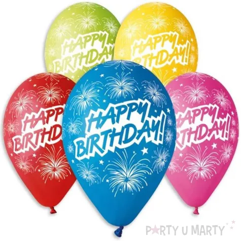 balony 12 happy birthday fajerwerki gemar mix 5 szt
