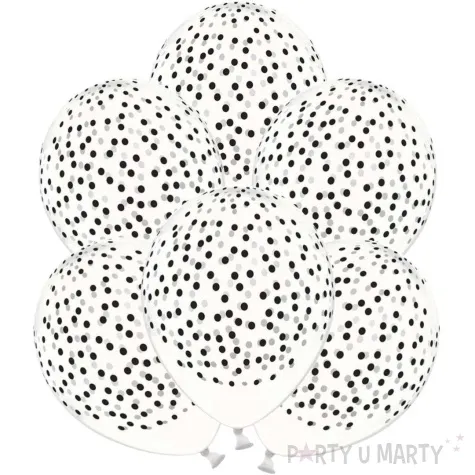 balony 12 kropki czarne strong crystal clear 6 szt