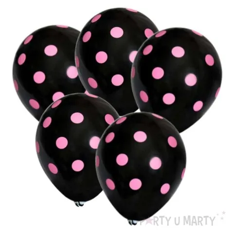 balony 12 kropki pastel black 5 szt