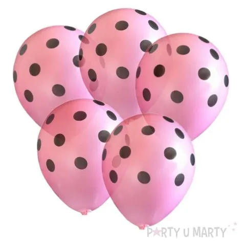 balony 12 kropki pastel pink 5 szt