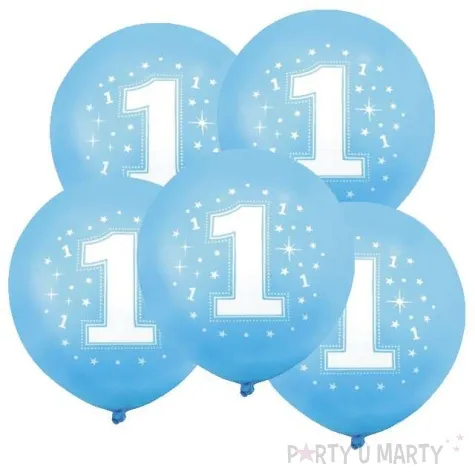 balony 12 liczba 1 konfetti niebieskie 5 szt