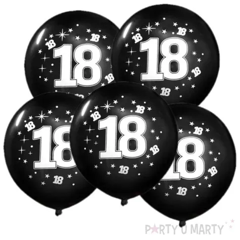balony 12 liczba 18 konfetti czarne 5 szt