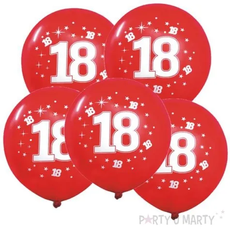 balony 12 liczba 18 konfetti czerwone 5 szt