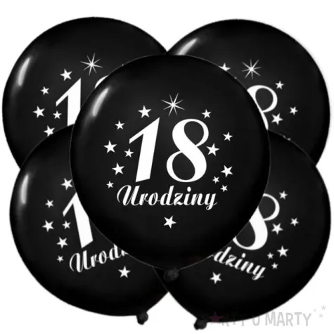 balony 12 liczba 18 urodziny czarne 5 szt