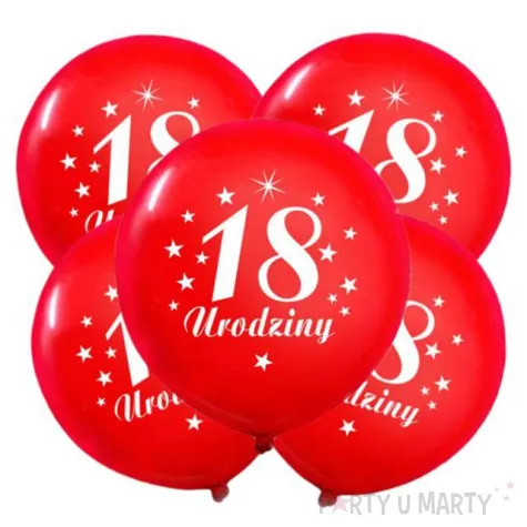 balony 12 liczba 18 urodziny czerwone 5 szt