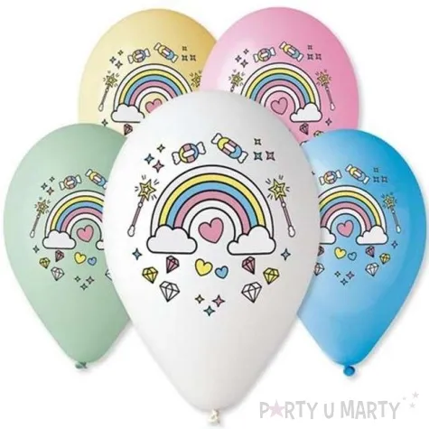 balony 12 magiczna tecza gemar mix 5 szt