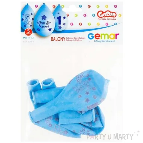 balony 12 mam juz roczek wiszace niebieskie gemar 5 szt