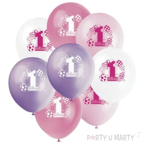 balony 12 urodziny 1 unique pastel mix pink 8 szt