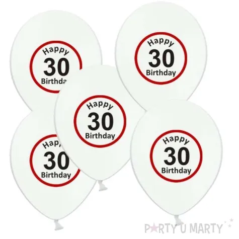 balony 12 urodziny 30 znak bialy pastel 5 szt