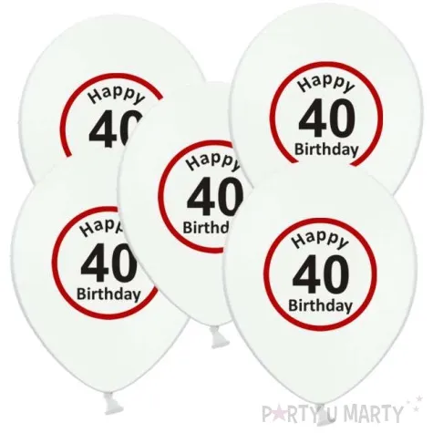 balony 12 urodziny 40 znak bialy pastel 5 szt