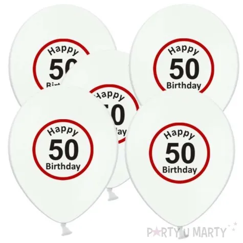 balony 12 urodziny 50 znak bialy pastel 5 szt
