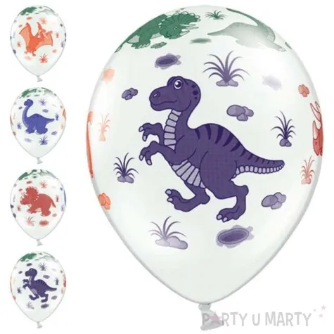 balony 14 dinozaury strong pastel white 50 szt