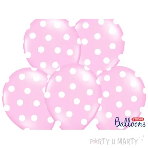 balony 14 kropki pastel baby pink strong 6 szt