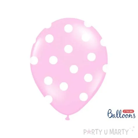 balony 14 kropki pastel baby pink strong 6 szt
