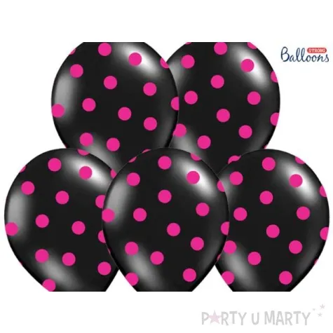 balony 14 kropki pastel black strong 6 szt
