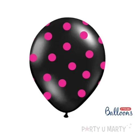balony 14 kropki pastel black strong 6 szt