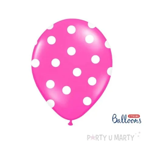 balony 14 kropki pastel hot pink strong 50 szt