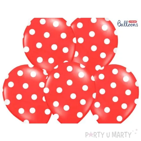 balony 14 kropki pastel poppy red strong 6 szt