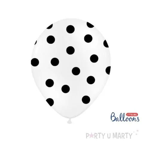 balony 14 kropki pastel pure white strong 50 szt
