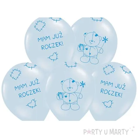 balony 14 mam juz roczek belbal baby blue 6 szt