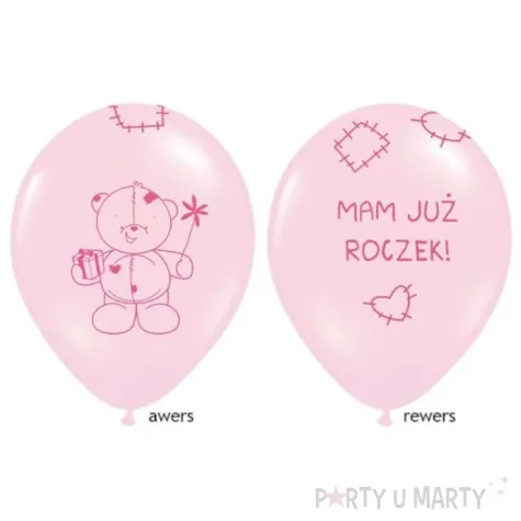 balony 14 mam juz roczek belbal baby pink 50 szt