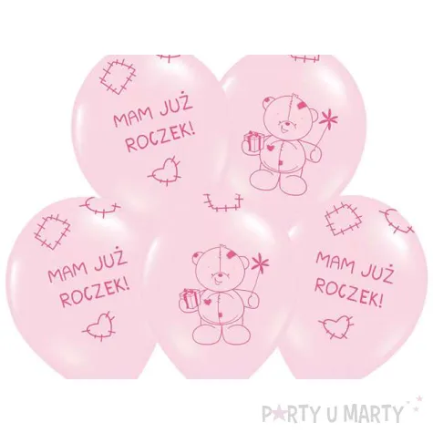 balony 14 mam juz roczek belbal baby pink 6 szt