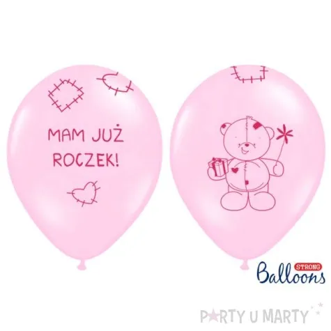balony 14 mam juz roczek strong baby pink 6 szt