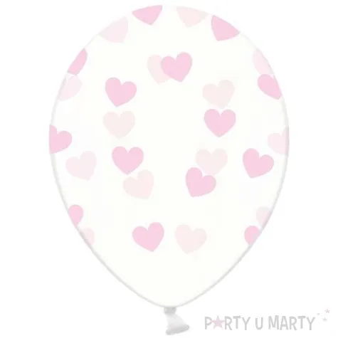 balony 14 serduszka strong transparent rozowe jasne 50 szt