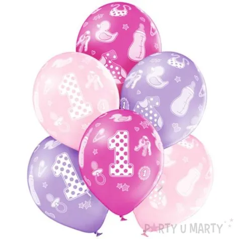 balony 1st birthday girl pastel mix belbal 12 6 szt